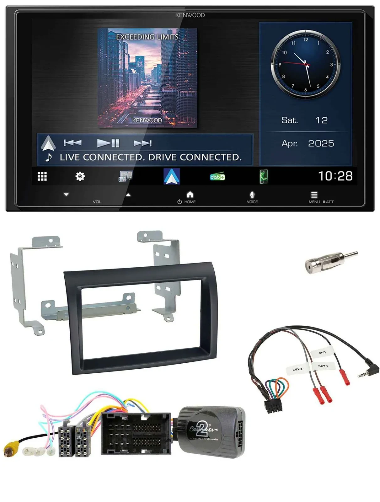 Kenwood Bluetooth 2DIN USB DAB Lenkrad Autoradio für Citroen Jumper ab 14 schwar