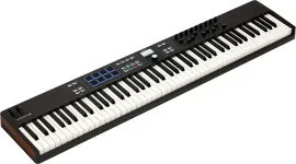 MIDI клавиатура  Arturia [KeyLab Essential 88 mk3 Black] 88 клавиш, LCD дисплей, 9 энкодеров, 8 пэдов, 9 фейдеров, 12 кнопок управления, колеса высоты тона и модуляции, 1/4" Jack вход для педали, MIDI выход, Type-C