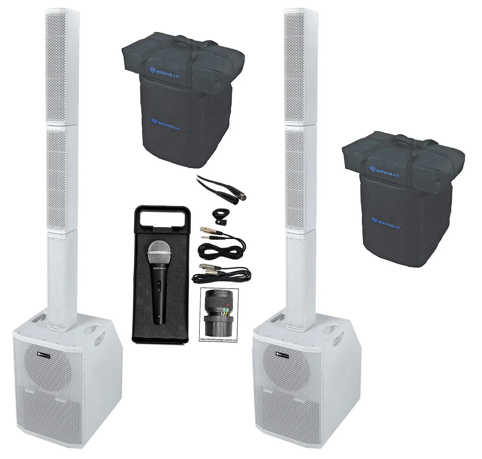 Портативная акустическая система для церкви Rockville TITAN ARRAY SYSTEM V2, колонный массив, белый (набор, 2 шт.), с микрофоном