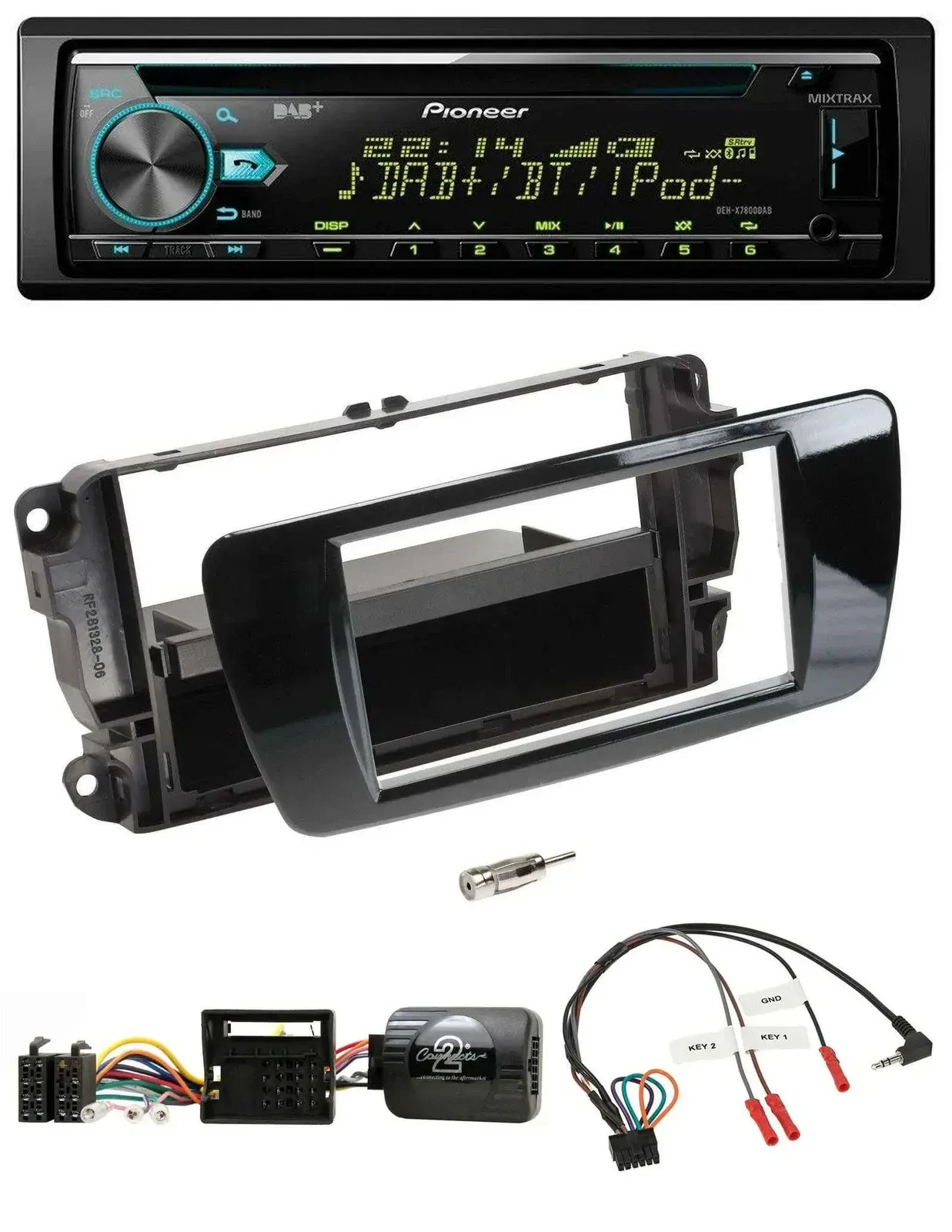 Автомагнитола Pioneer DAB, CD, USB, Bluetooth, поддержка кнопок на руле, для Seat Ibiza, цвет чёрный (рояльный лак)