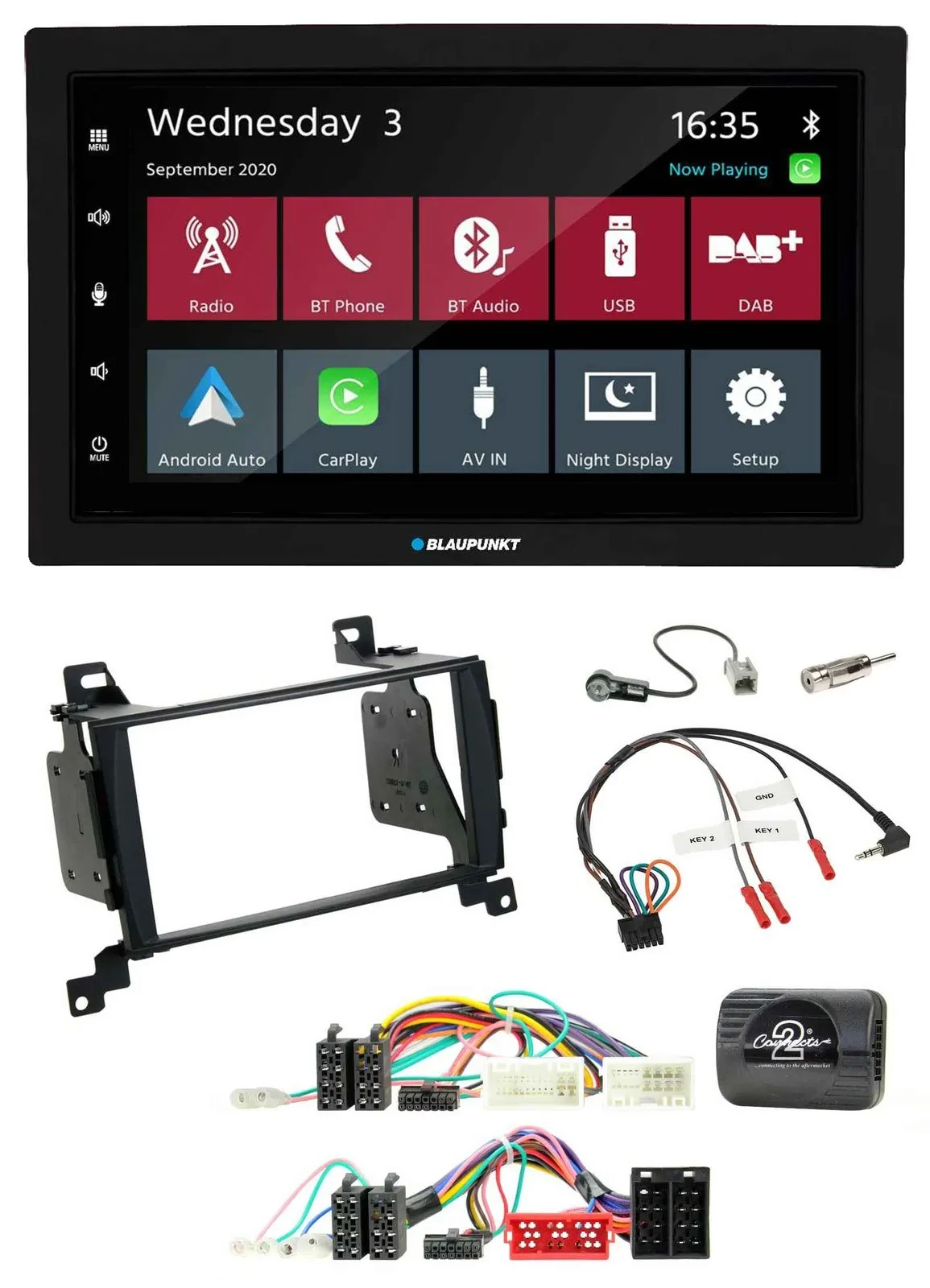 Blaupunkt DAB Bluetooth USB Lenkrad 2DIN Autoradio für Hyundai Santa Fe 2010-201