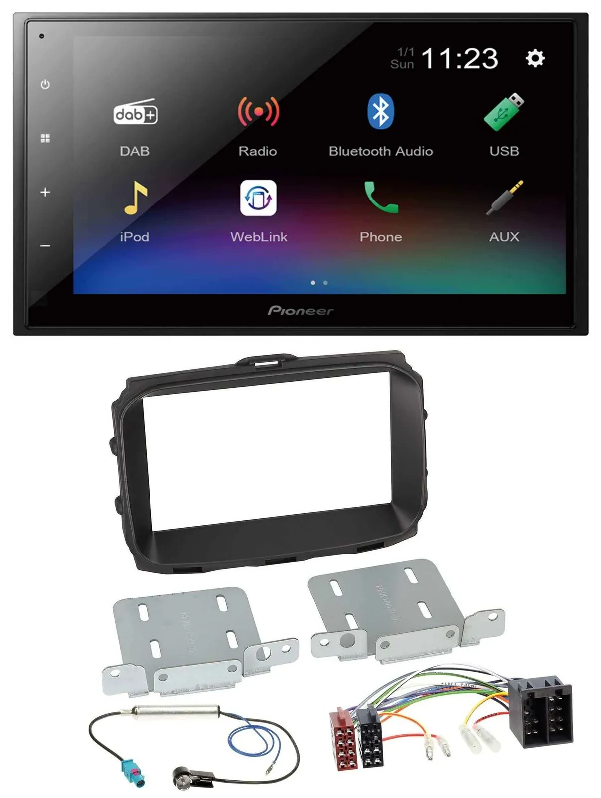 Автомагнитола для Alfa Romeo Giulietta 2013–2021 Pioneer 2DIN, USB, Bluetooth, DAB, MP3, ISO