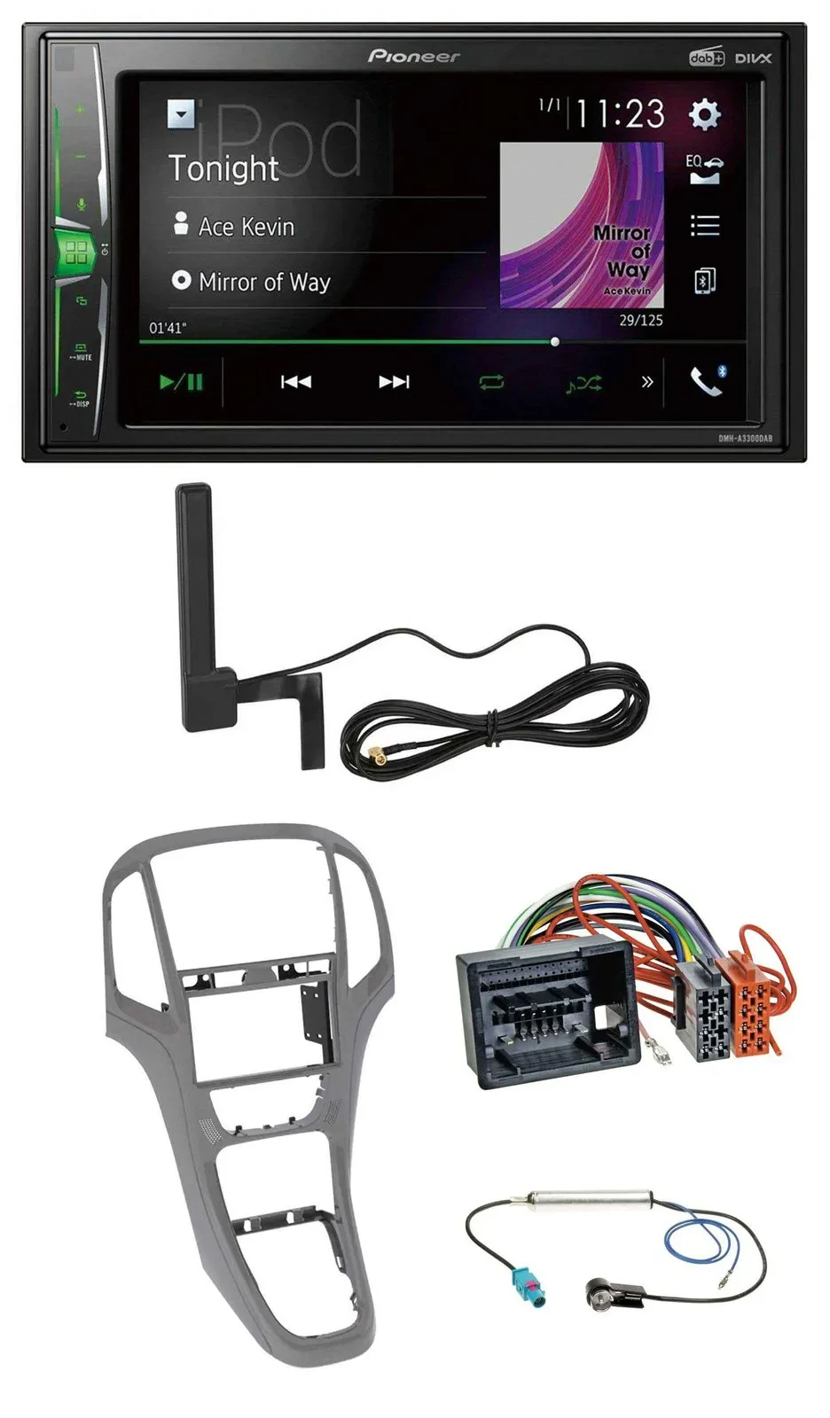 Автомагнитола Pioneer 2DIN MP3 DAB AUX Bluetooth для Opel Astra J (с 2009), титаново-серый