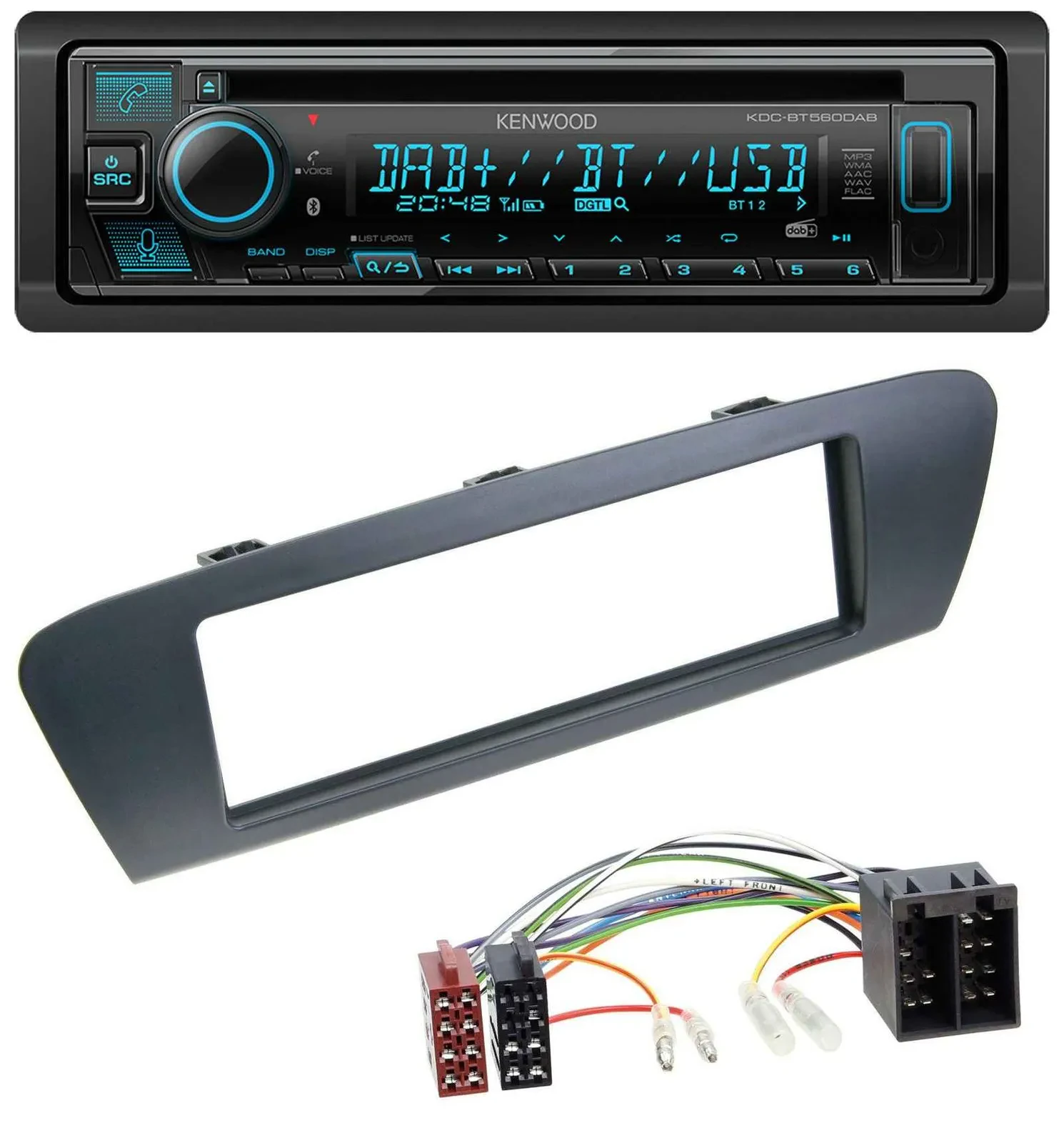 Kenwood Bluetooth DAB CD MP3 USB Autoradio für Renault Scenic (ab 09) - grau
