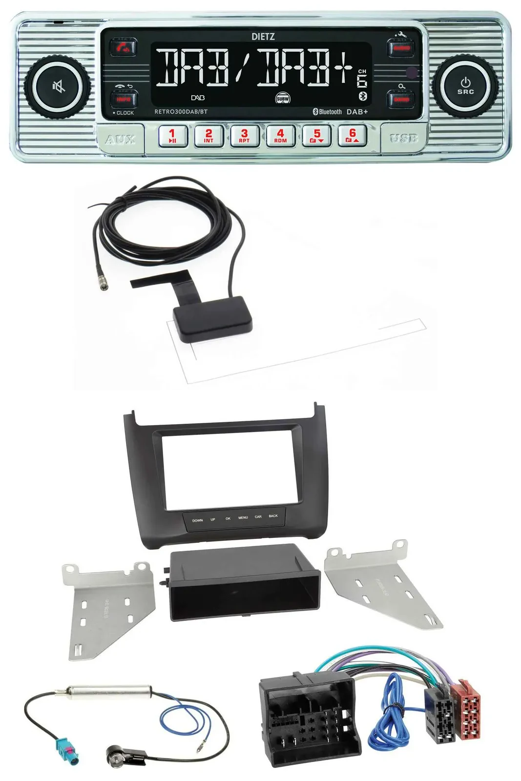 Dietz Bluetooth USB MP3 DAB Autoradio für VW Polo (ab 2014) - schwarz