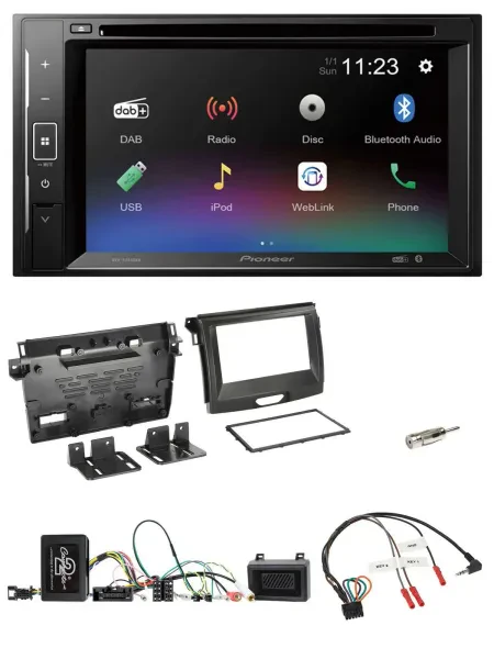 Pioneer Bluetooth Lenkrad USB 2DIN DAB DVD Autoradio für Ford Ranger 2AB ab 04/2