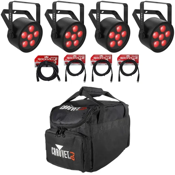 Светодиодный прибор Chauvet DJ SlimPAR H6 ILS RGBAW+UV LED DMX с аксессуарами (4 штуки)
