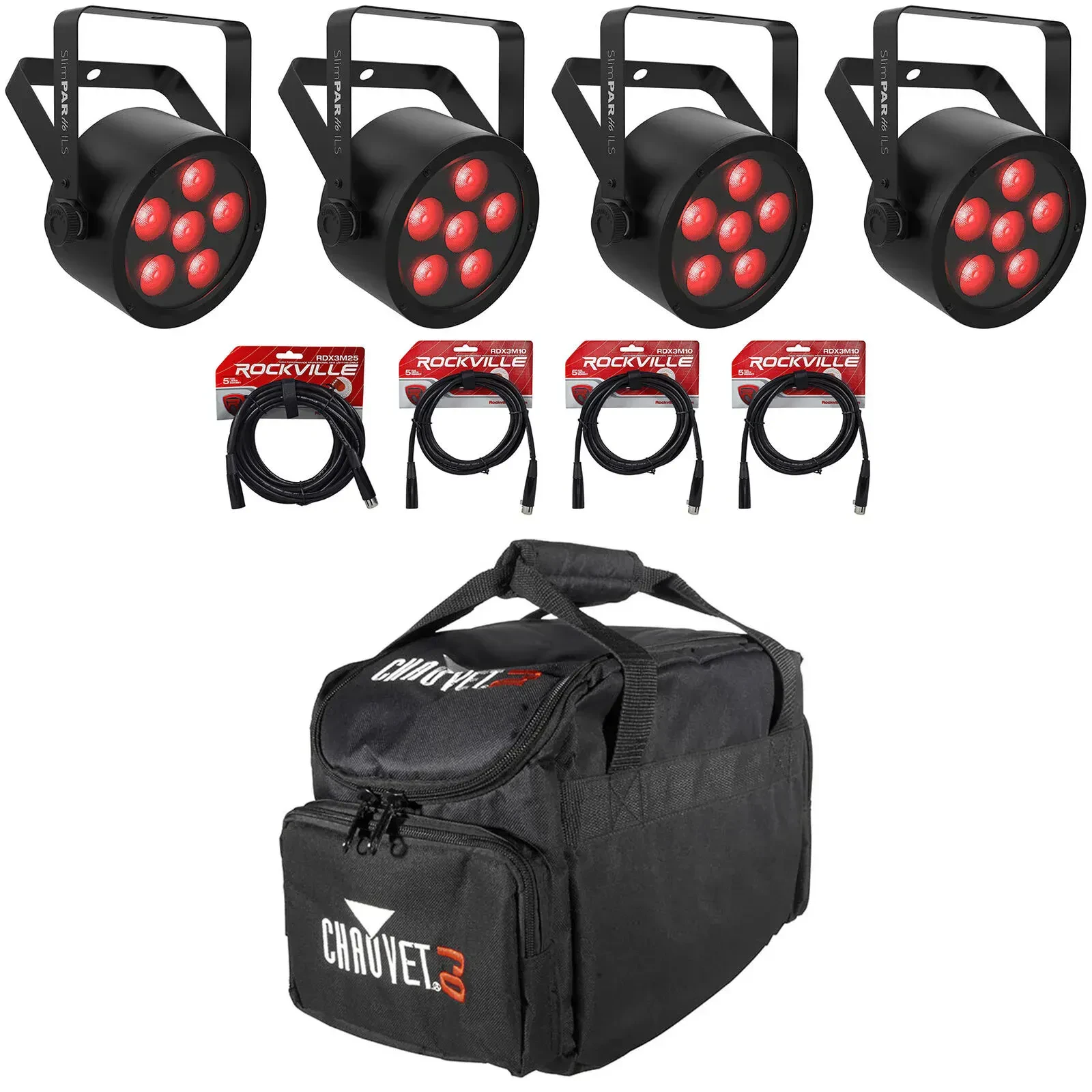 Светодиодный прибор Chauvet DJ SlimPAR H6 ILS RGBAW+UV LED DMX с аксессуарами (4 штуки)