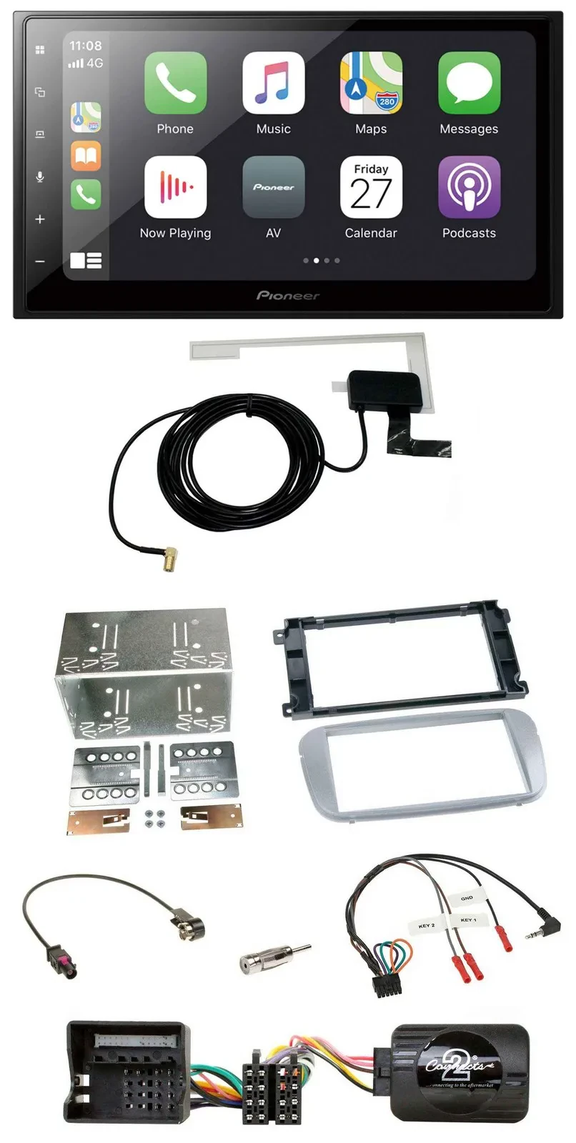 Pioneer USB Lenkrad 2DIN Bluetooth DAB Autoradio für Ford Mondeo S-Max 07-14 Pro