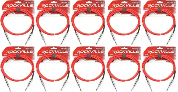 Инструментальный кабель Rockville RCGT6.0R Red 1.8 м (10 штук)