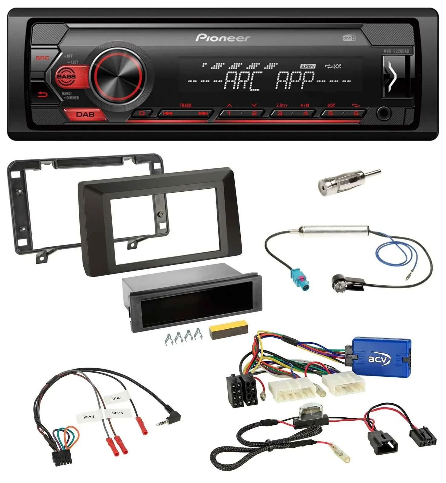 Автомагнитола для Dacia Duster Pioneer 1 DIN, DAB, USB, MP3, поддержка кнопок на руле