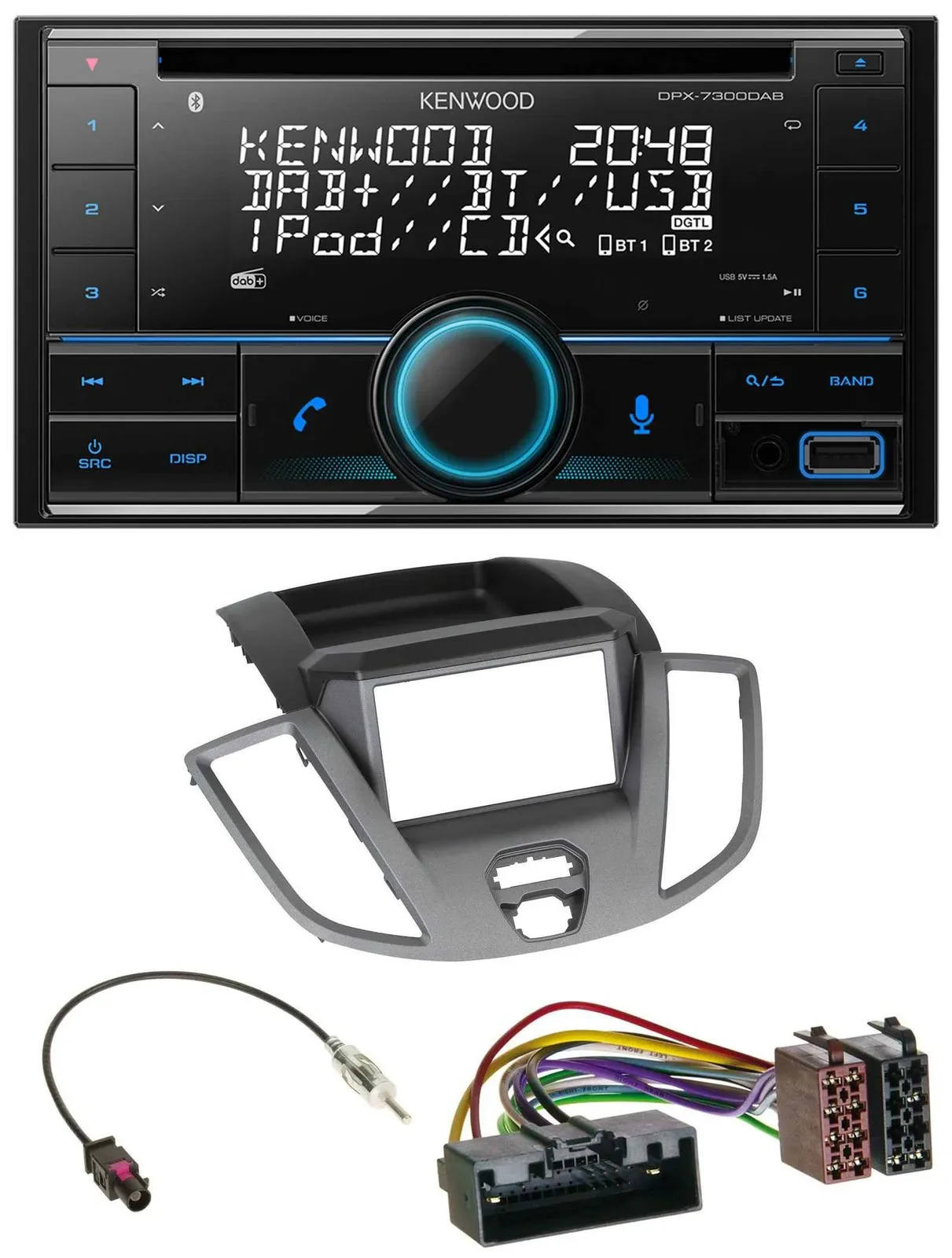 Автомагнитола для Ford Transit (2014–2018) Kenwood 2-DIN, CD, DAB, USB, Bluetooth