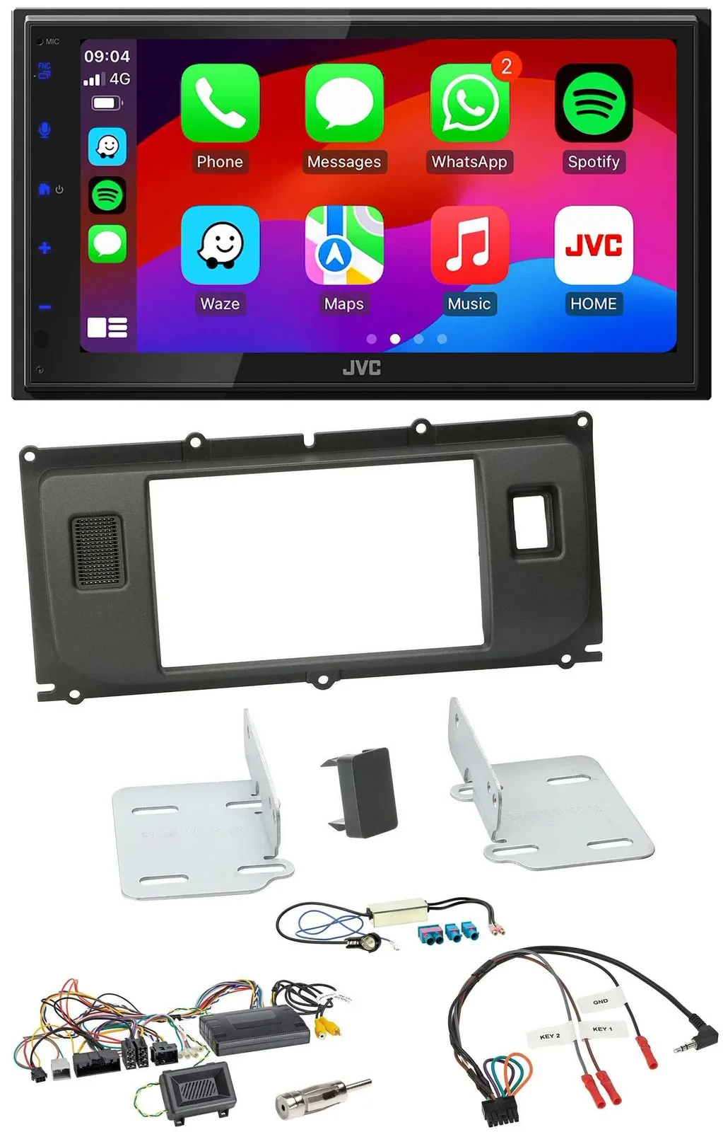 JVC Bluetooth USB Lenkrad 2DIN DAB Autoradio für Land Rover Evoque 11-13 Blindst