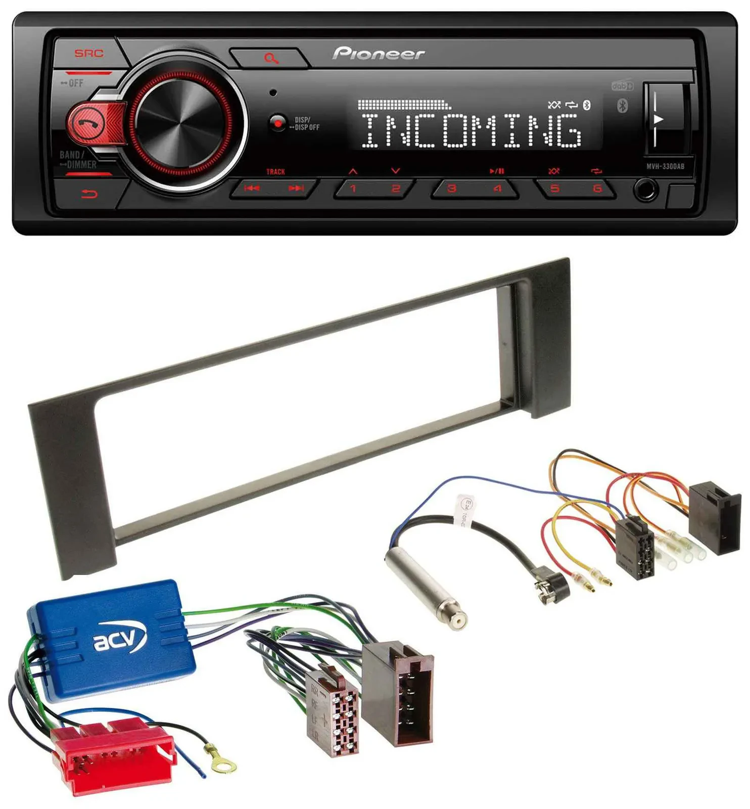 Автомагнитола Pioneer Bluetooth USB DAB MP3 для Audi A4 B6 2000–2004 (Aktivsystem, Mini-ISO)