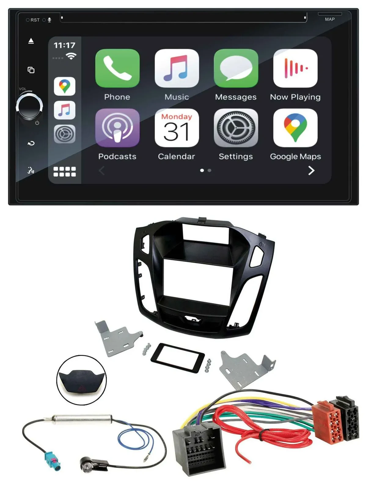 Blaupunkt 2DIN Bluetooth DAB USB DVD MP3 Autoradio für Ford Focus ab 2018 schwar