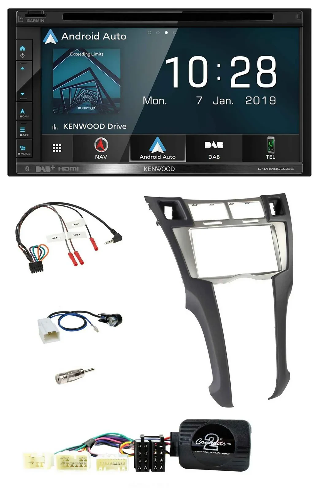 Kenwood DAB TMC USB 2DIN Lenkrad Bluetooth Navigation für Toyota Yaris 2006-2011