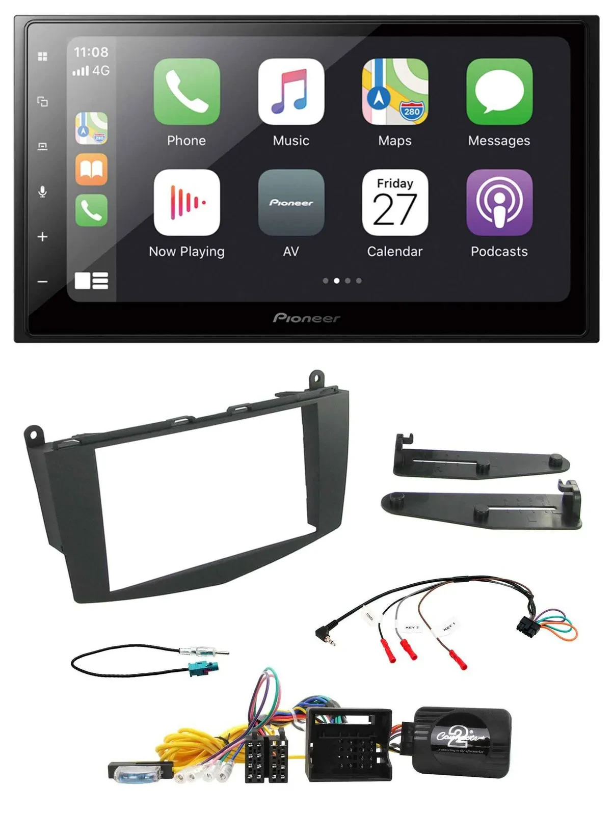 Pioneer Lenkrad Bluetooth DAB 2DIN USB Autoradio für Mercedes C-Klasse 07-11 W20