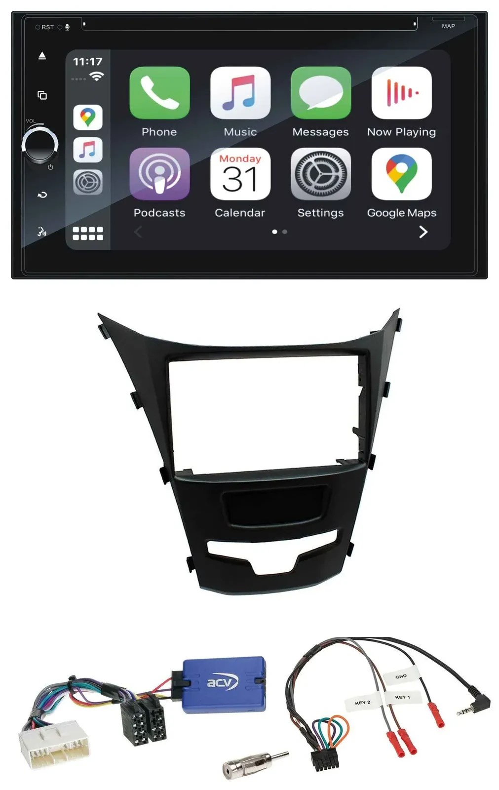 Автомагнитола Blaupunkt 2DIN с навигацией DAB, TMC, Bluetooth, USB для SsangYong Korando