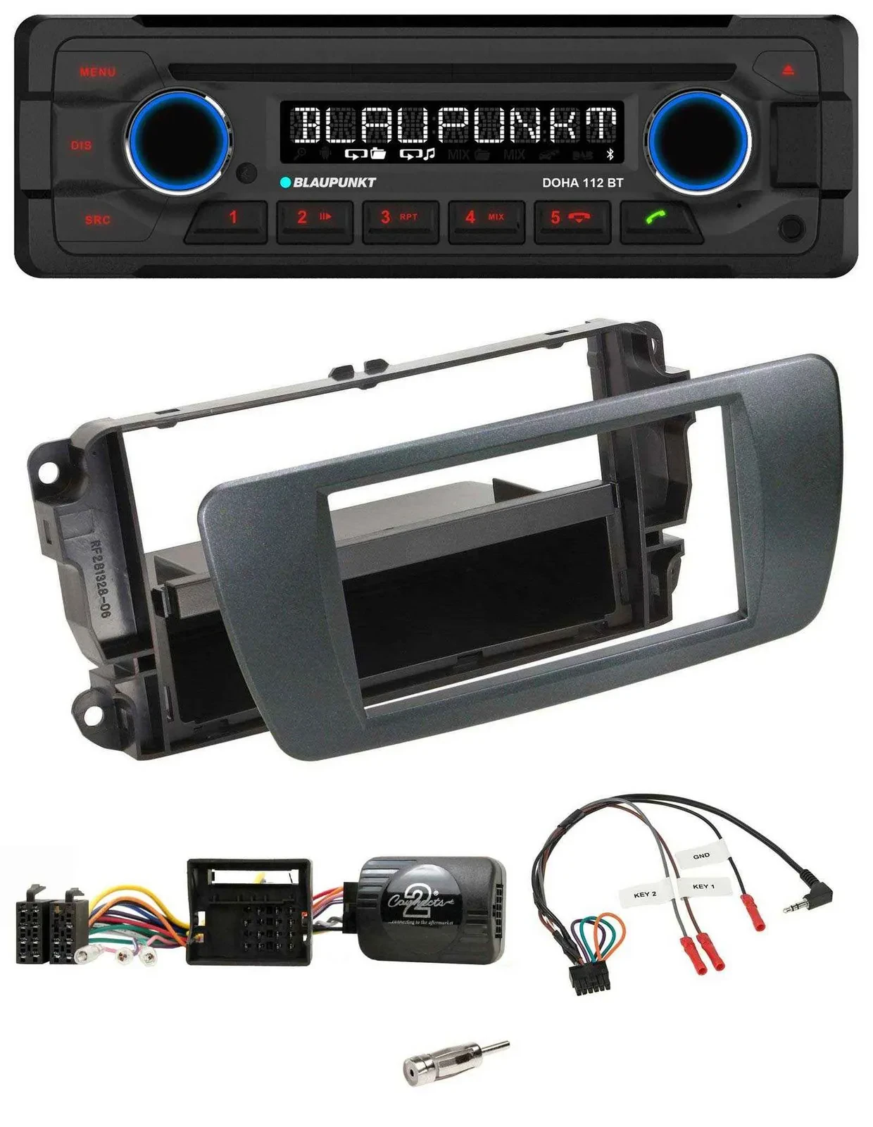 Blaupunkt Lenkrad MP3 CD Bluetooth USB Autoradio für Seat Ibiza azabacheschwarz
