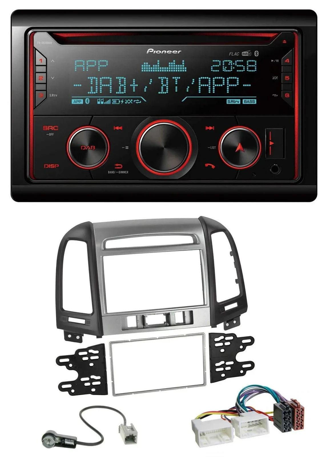 Автомагнитола для Hyundai Santa Fe 3 Pioneer 2DIN DAB, CD, MP3, Bluetooth, USB