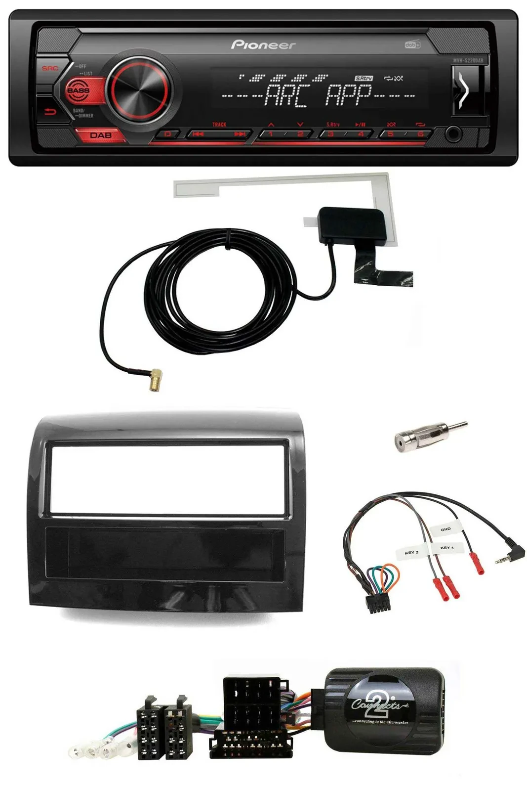 Автомагнитола для Fiat Ducato 2012–2015 Pioneer 1-DIN USB DAB MP3, черный глянец (Piano Black), совместима с кнопками на руле