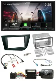 Kenwood Lenkrad 2DIN USB DAB Bluetooth Autoradio für Seat Leon 2005-2009 schwarz