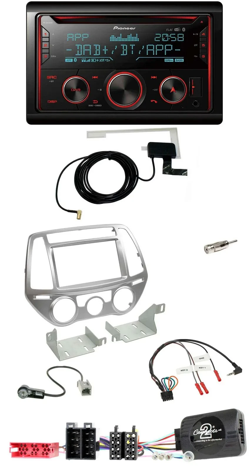 Pioneer 2DIN Lenkrad DAB USB CD Bluetooth Autoradio für Hyundai i20 2012-2014 ma