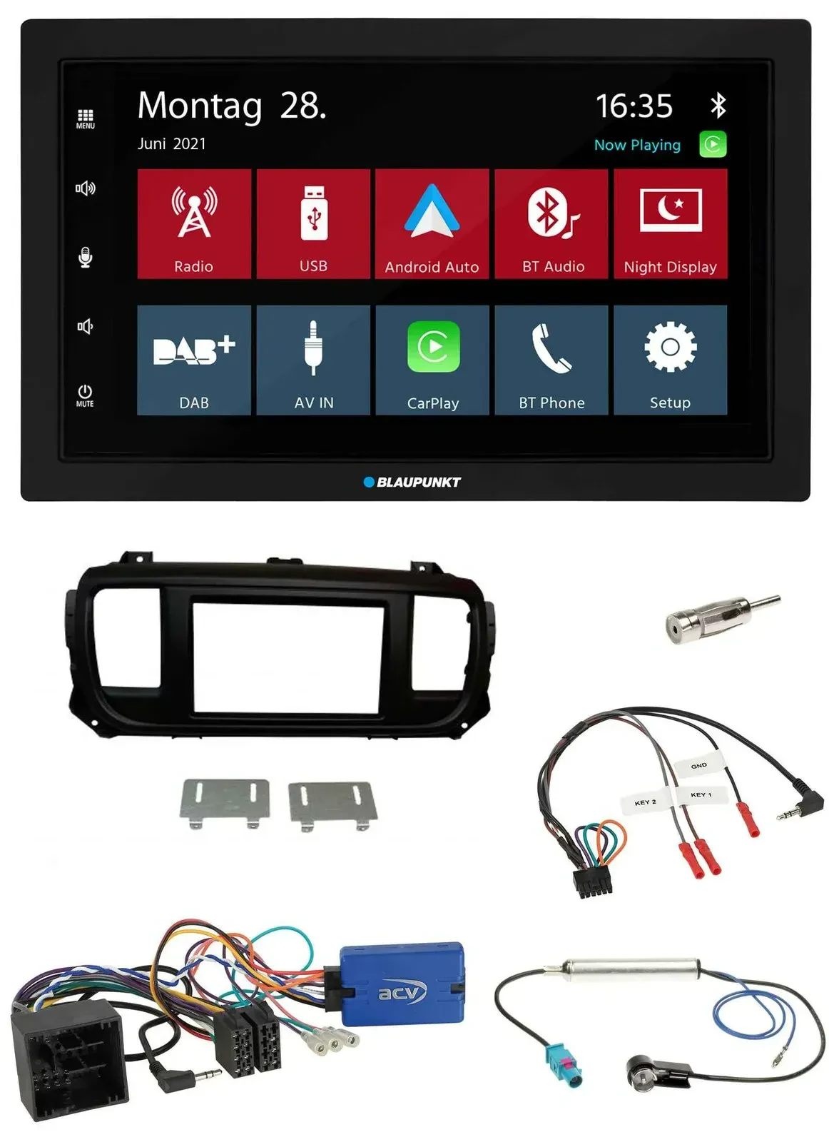 Blaupunkt Lenkrad Bluetooth DAB 2DIN USB Autoradio für Citroen Spacetourer Jumpy