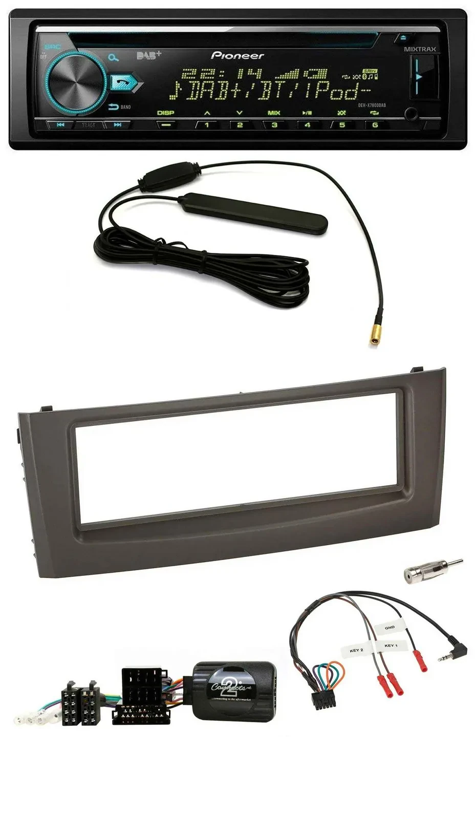 Автомагнитола Pioneer CD/MP3, DAB, USB для Fiat Grande Punto (2006–2010) черный