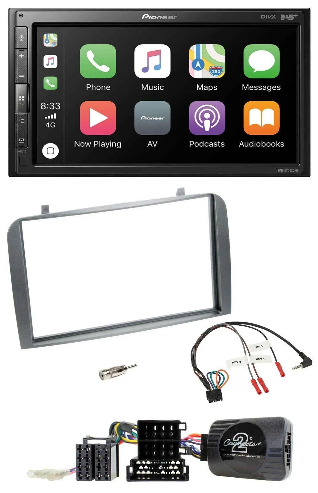 Pioneer USB Lenkrad DAB 2DIN Bluetooth Autoradio für Alfa Romeo GT 147 07-10 ant