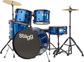 Stagg Blue 5-piece, 6-ply basswood, 22" Bass drum set w/ hardware, throne & More