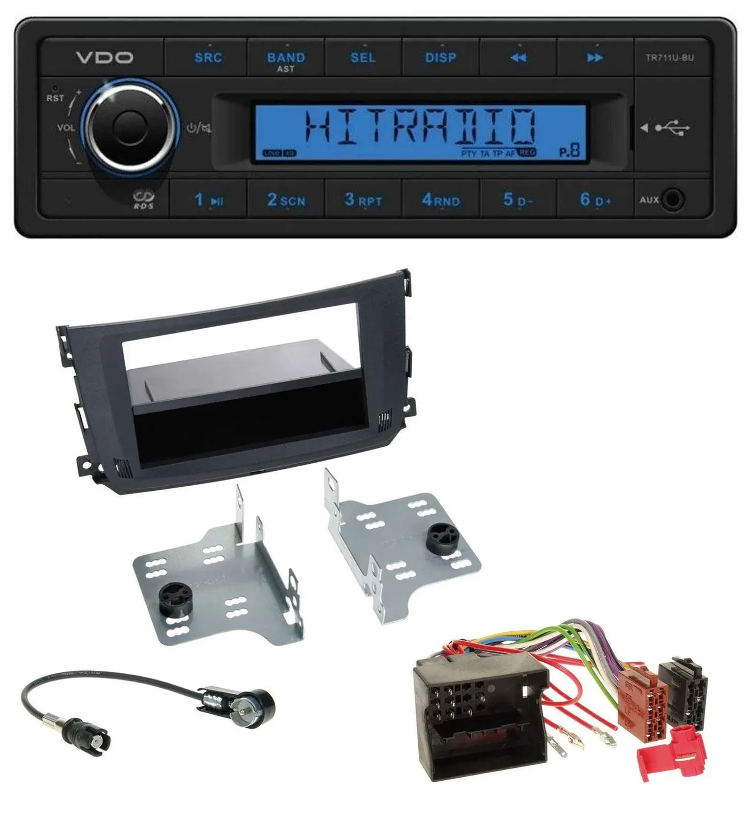 VDO AUX 1DIN MP3 USB Autoradio für Smart ForTwo (451, 2010-2015)