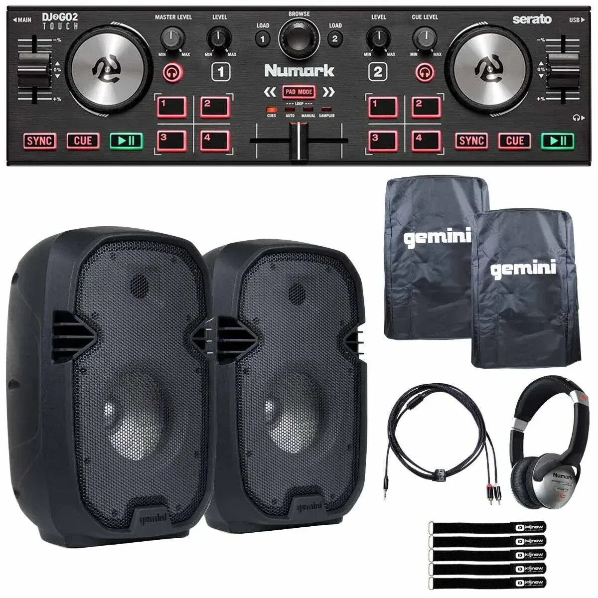 DJ-контроллер Numark DJ2GO2 Touch (набор) с 8" акустическими системами