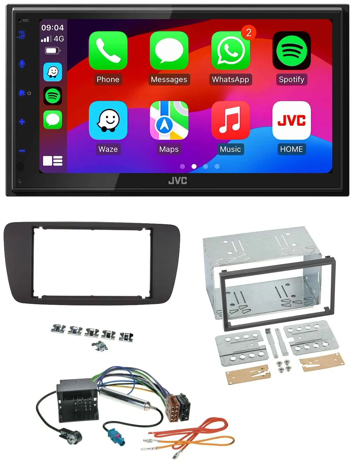 JVC Bluetooth USB MP3 2DIN DAB Autoradio für Seat Ibiza ab 08 azabacheschwarz