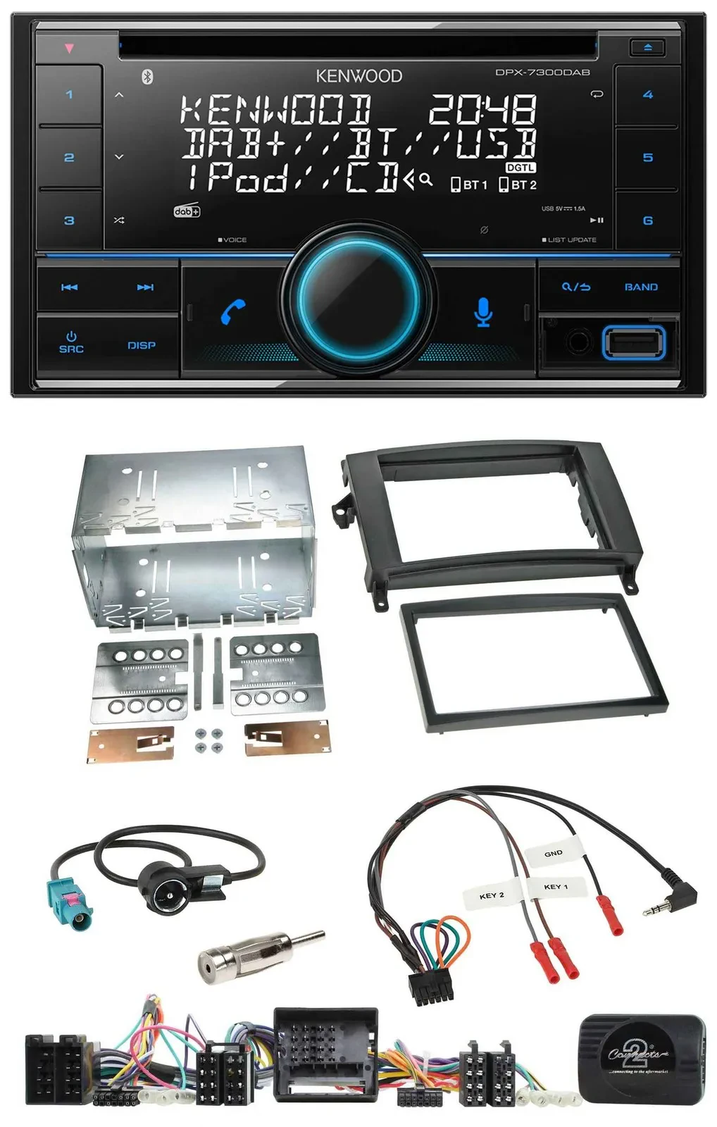 Kenwood CD 2DIN DAB USB Lenkrad Bluetooth Autoradio für Mercedes A- B-Klasse W16