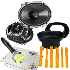NVX NSP68 180W 6x8" Car Speakers with NVX Speaker Baffles & Sound Deadening Kit