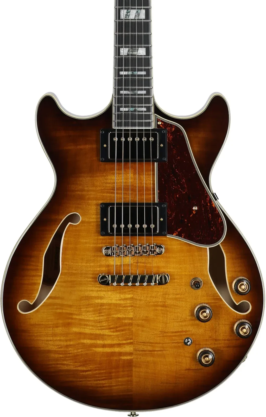Ibanez AM153FM Artstar Semi-Hollow Electric Guitar, Ebony, Antique Tobacco Burst