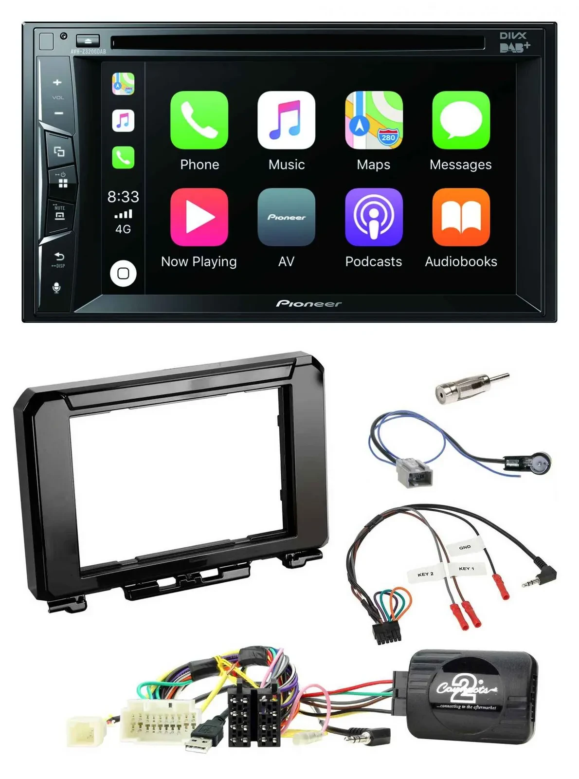 Автомагнитола Pioneer 2DIN USB/DVD Bluetooth DAB для Suzuki Jimny GJ, поддержка управления с руля