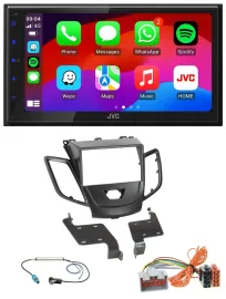 Автомагнитола JVC 2-DIN Bluetooth DAB USB MP3 для Ford Fiesta 2008–2010, черная