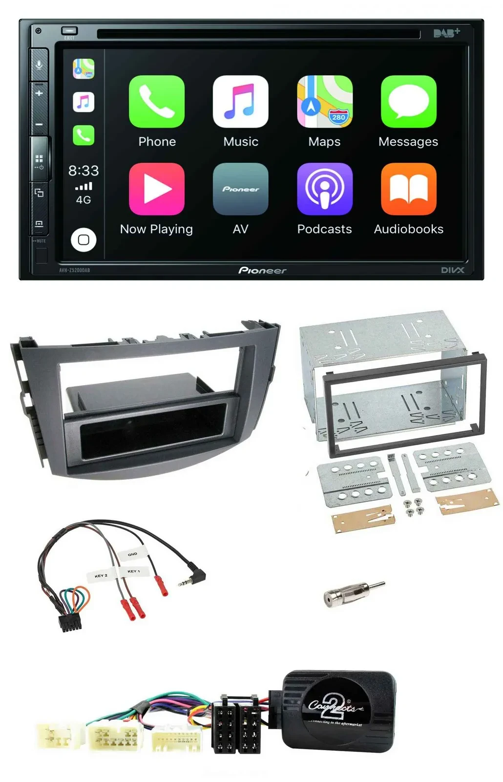 Pioneer DVD 2DIN Lenkrad DAB Bluetooth USB Autoradio für Toyota RAV 4 2006-2011