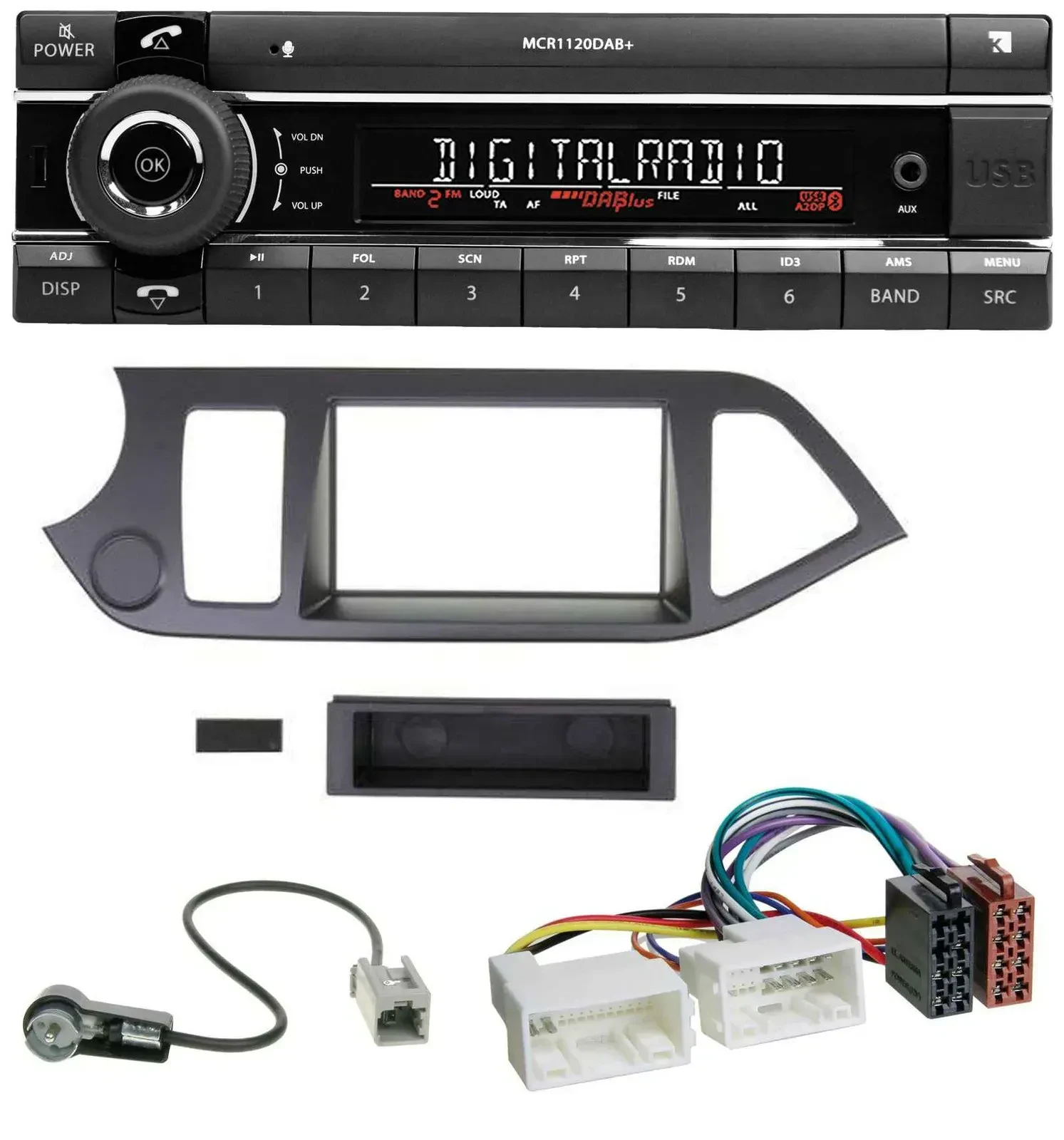 Kienzle Bluetooth MP3 USB DAB Autoradio für Kia Picanto ab 2011 ohne Start-Stop