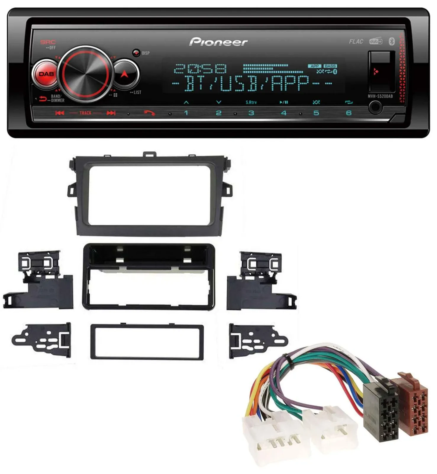 Автомагнитола для Toyota Corolla 2009–2012 Pioneer Bluetooth USB MP3 DAB, серебристая