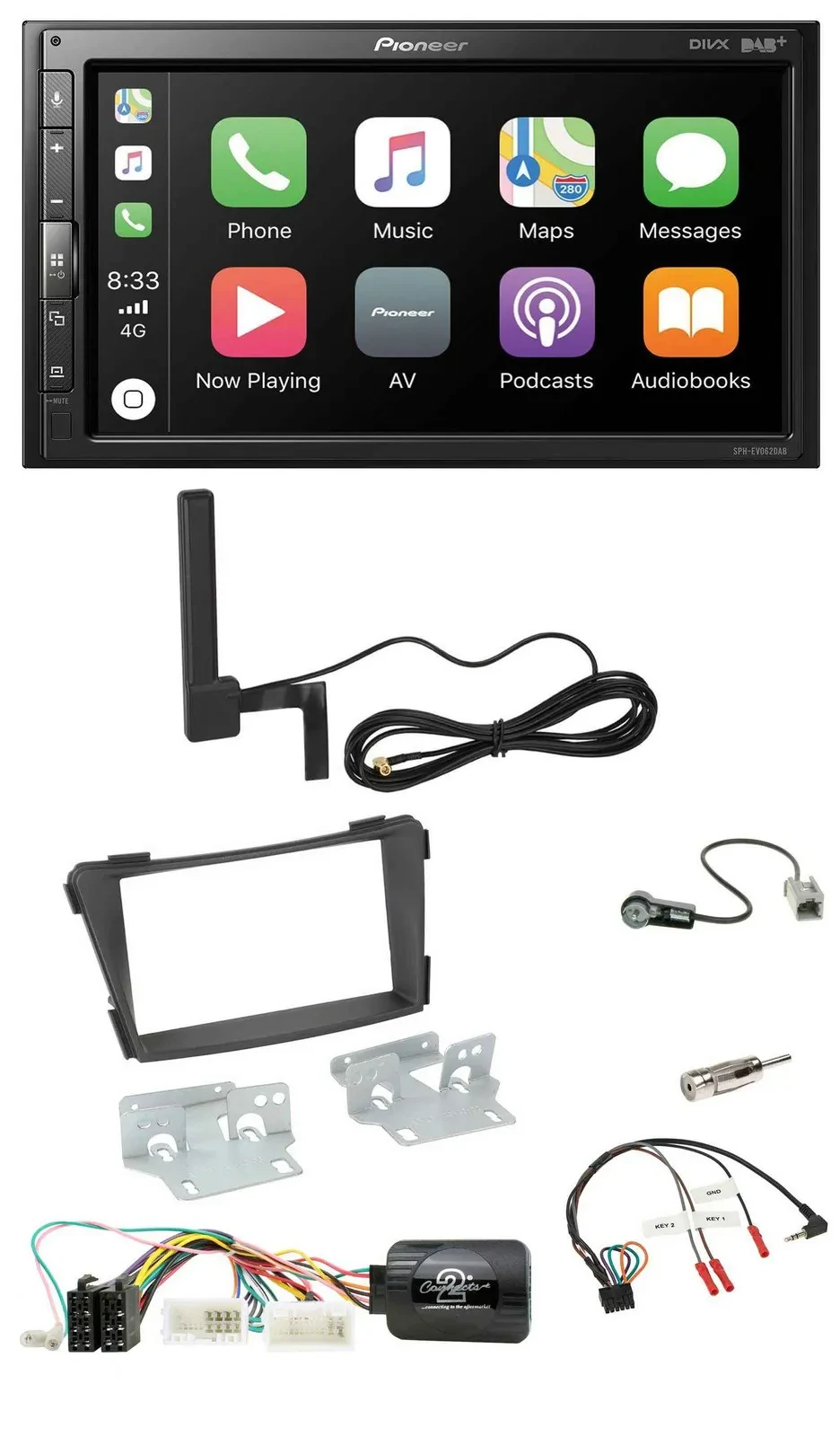 Автомагнитола Pioneer 2DIN USB, Bluetooth, DAB, для Hyundai i40 (с 2011), черная, с поддержкой кнопок на руле