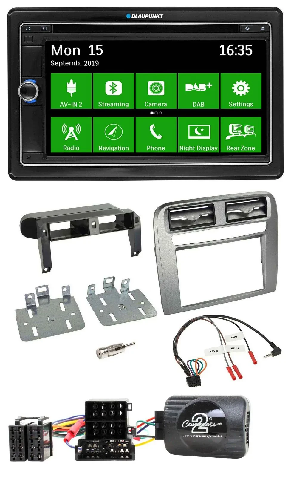 Blaupunkt Bluetooth 2DIN Lenkrad DAB USB TMC Navigation für Fiat GrandePunto 05-