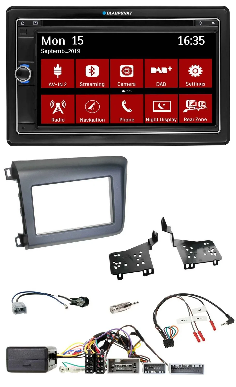Blaupunkt 2DIN USB DAB Lenkrad Bluetooth TMC Navigation für Honda Civic US Model
