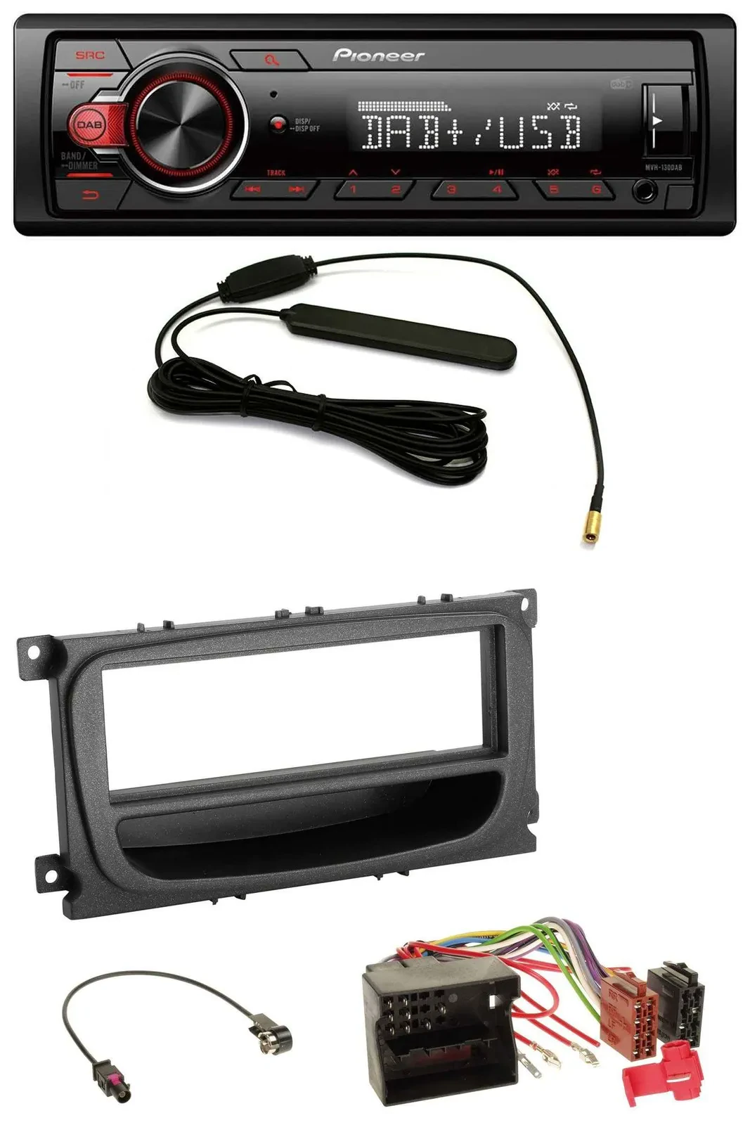 Автомагнитола для Ford C-Max/Focus/Galaxy (с 2007) Pioneer 1 DIN MP3 DAB USB/AUX