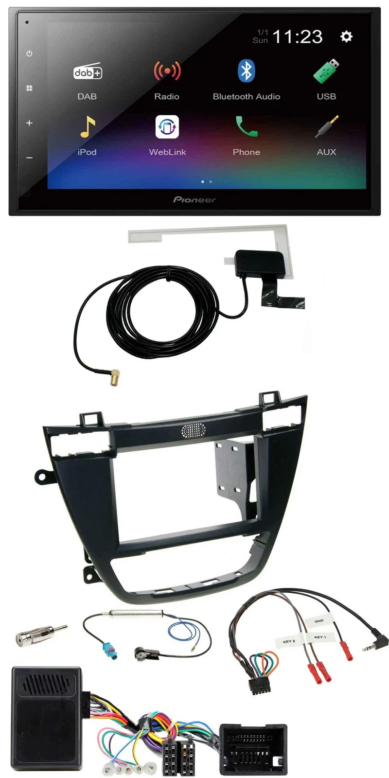 Автомагнитола Pioneer 2DIN DAB Bluetooth USB для Opel Insignia (с 2008) черная