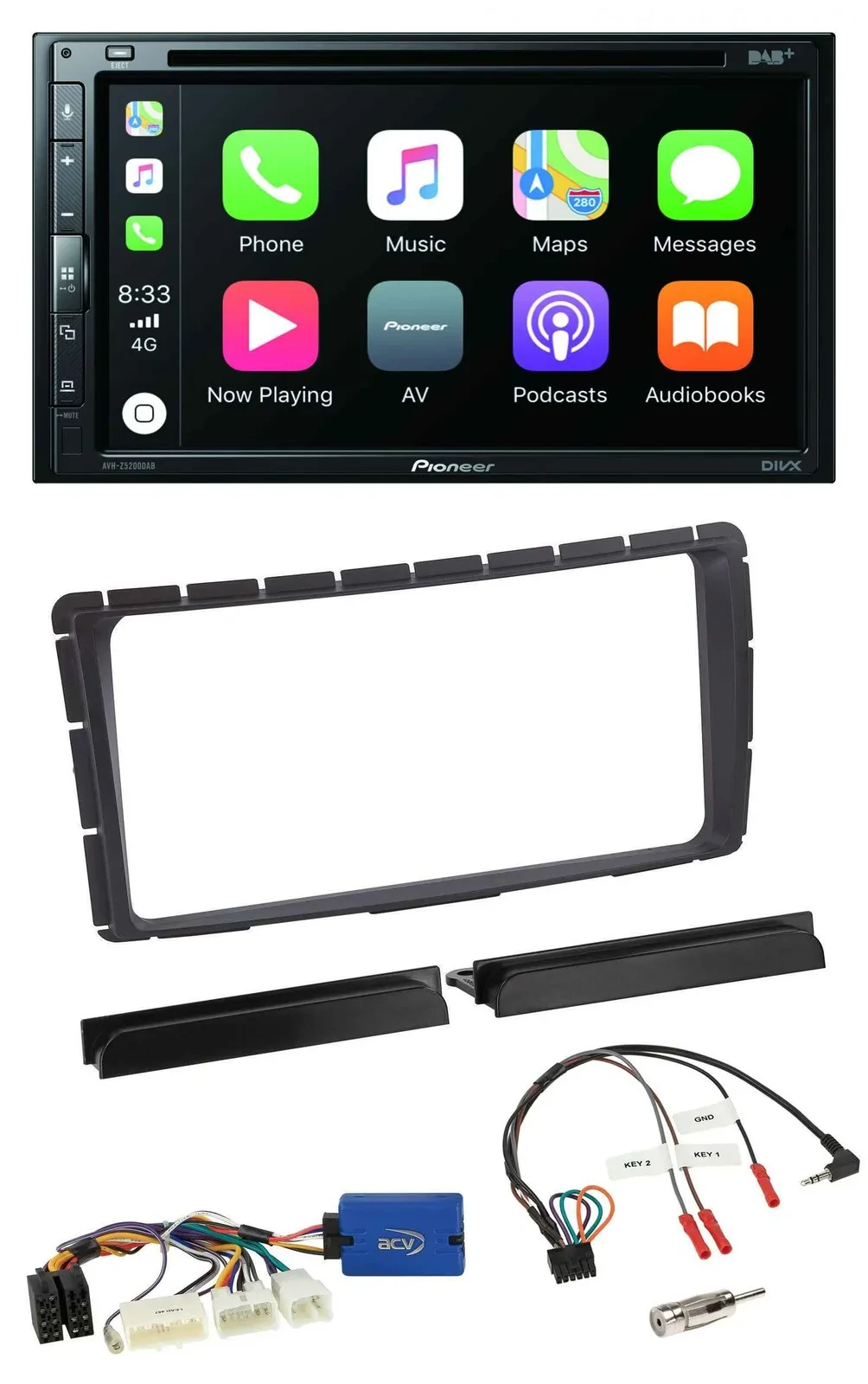 Автомагнитола Pioneer 2 DIN DVD DAB Bluetooth USB для Toyota Hilux (с 2011)