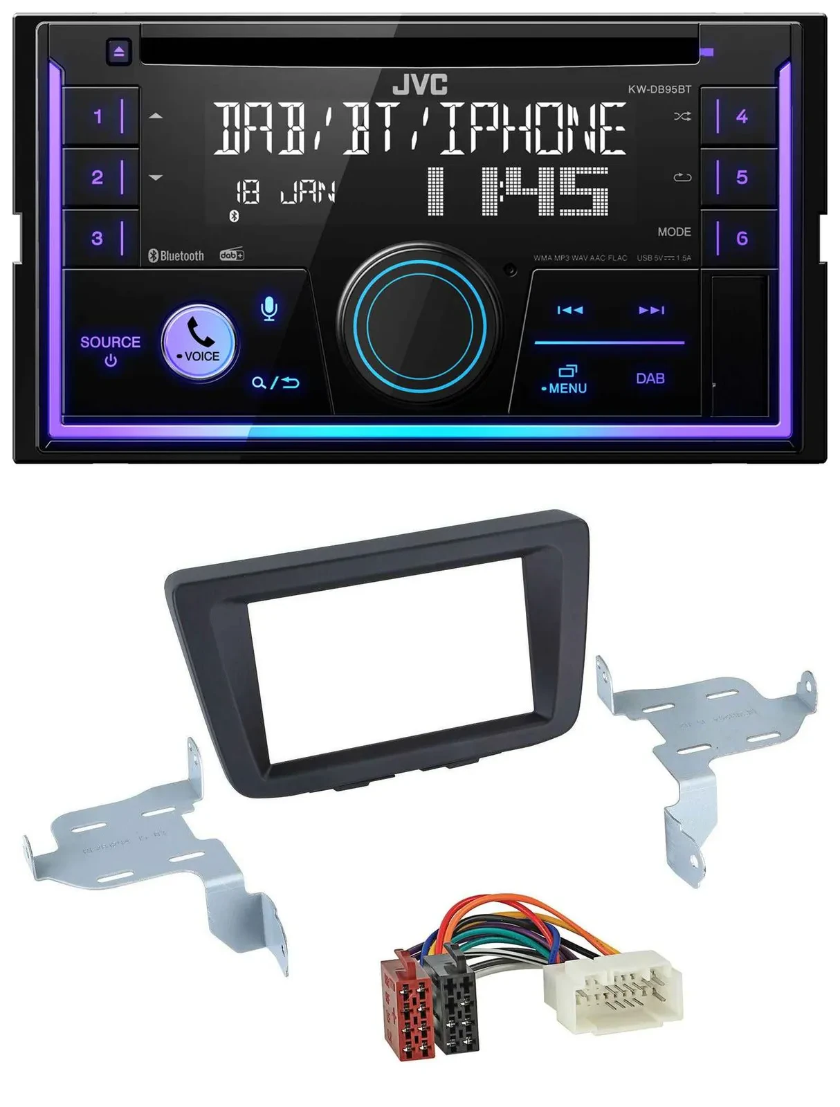 Автомагнитола для Suzuki Baleno EW (с 2016) JVC 2-DIN, DAB, Bluetooth, CD, USB