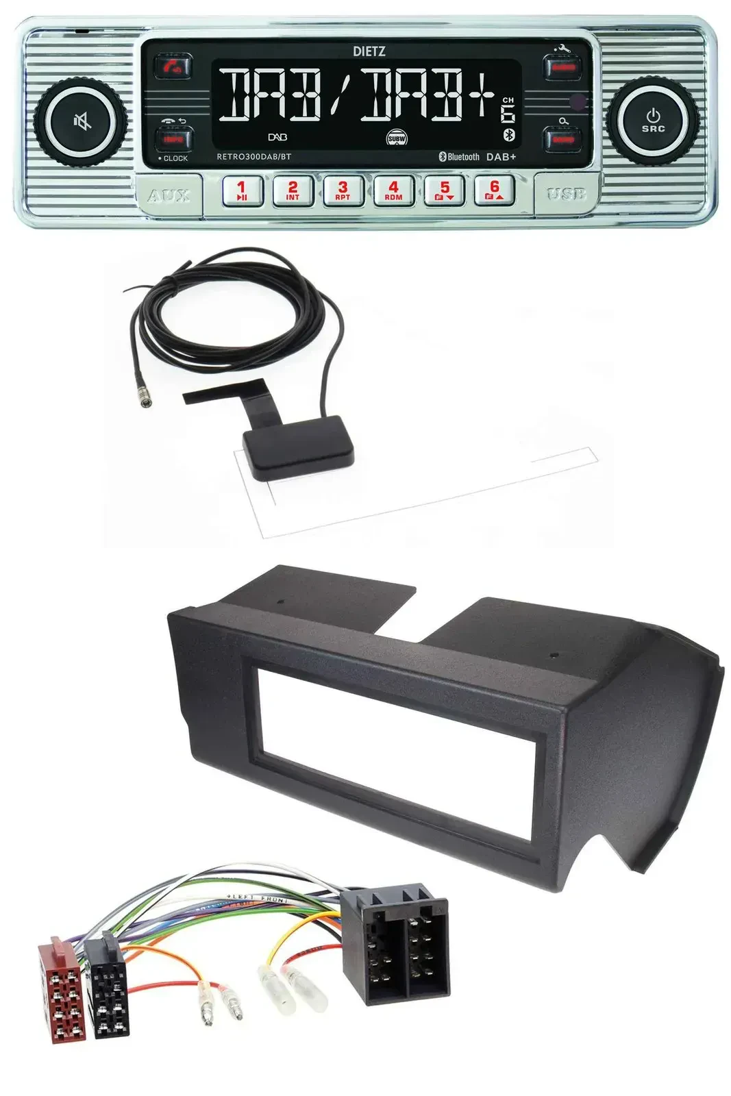 Автомагнитола для Fiat Panda (до 2002) Dietz Bluetooth, USB, MP3, DAB, черная